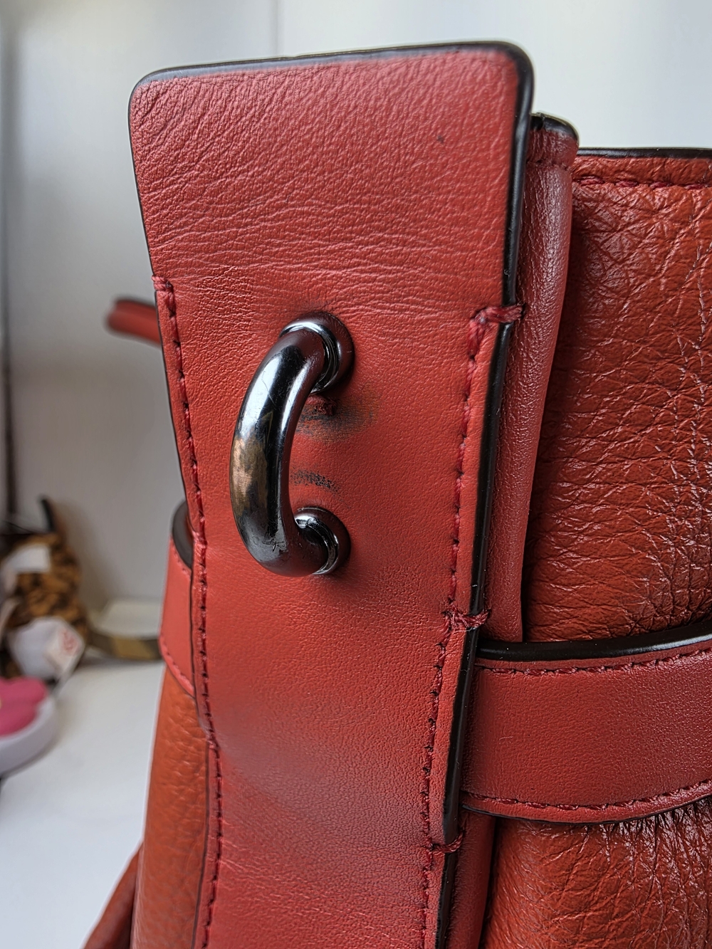 Coach Swager 27 Red Orange Leather Satchel Handbag Crossbody Bag - Picture 16 of 16